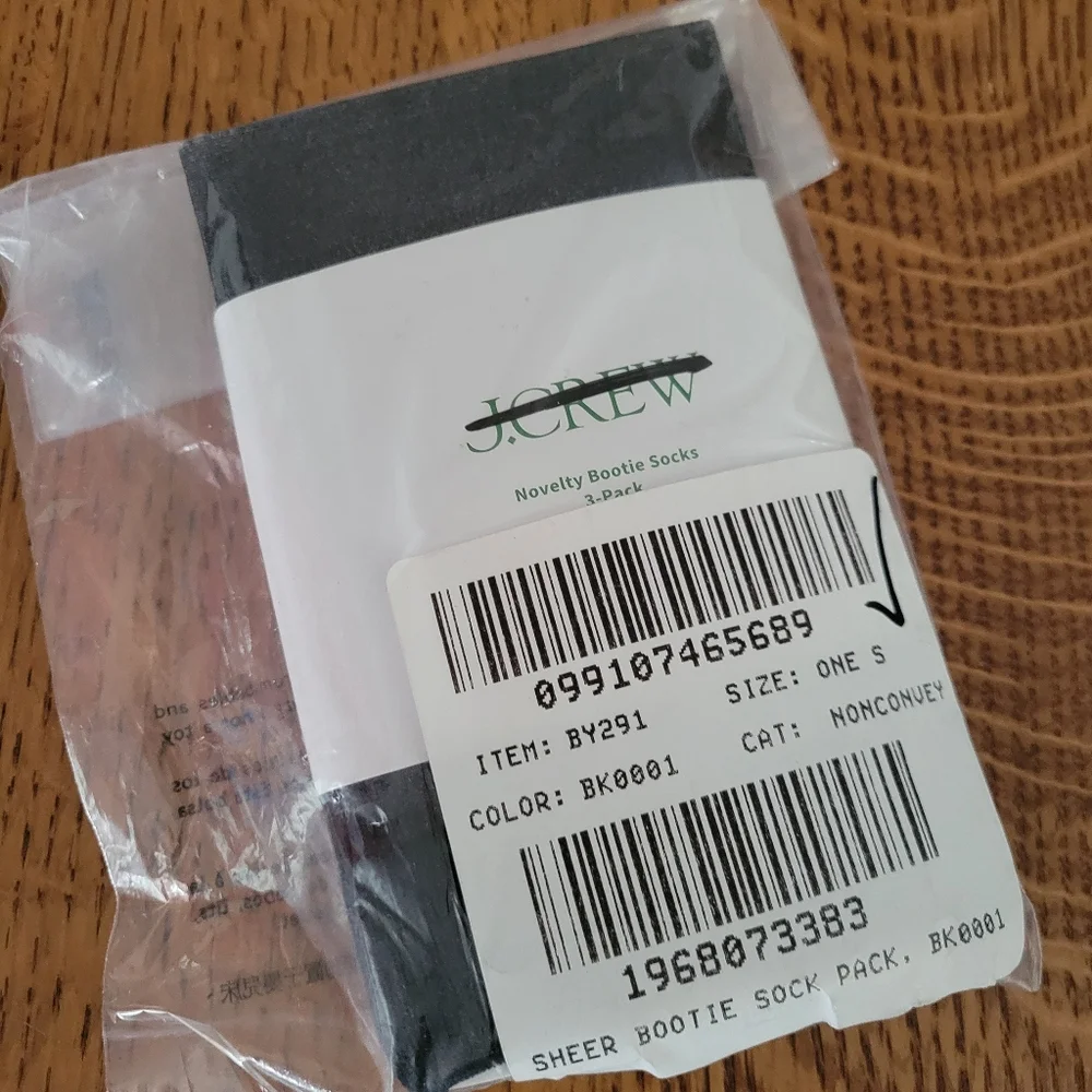 J. Crew Novelty Sheer Bootie Socks - 3 pack - black